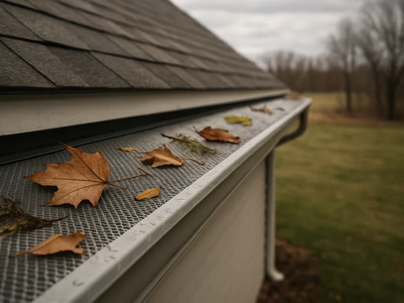 After: gutter guard shedding leaves off the roofline
